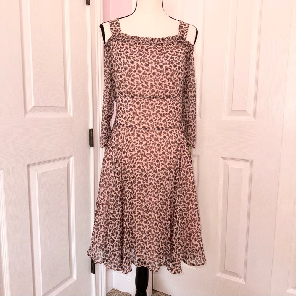NWT Sam Edelman cold & off shoulder 3/4 sleeve floral paisley flowy dress size 6